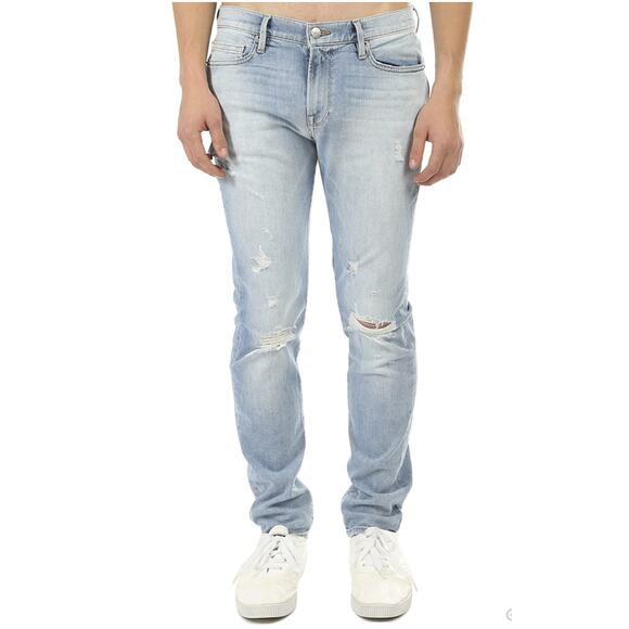 Frame L'Homme Mid Rise Skinny Denim Jeans Tubman Mens Size 31x32 New Stretch - Picture 1 of 14